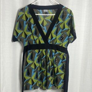 Oasis | y2k green geometric top with sequins